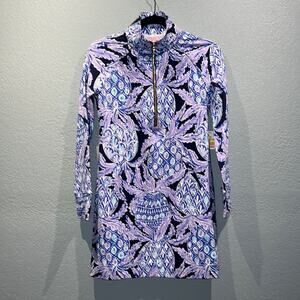 Lilly Pulitzer UPF 50+ Skipper Dress Lilac Verben Pop Up Coco Safari - New - XXS